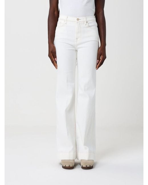 7 For All Mankind White Stretch Cotton Trousers