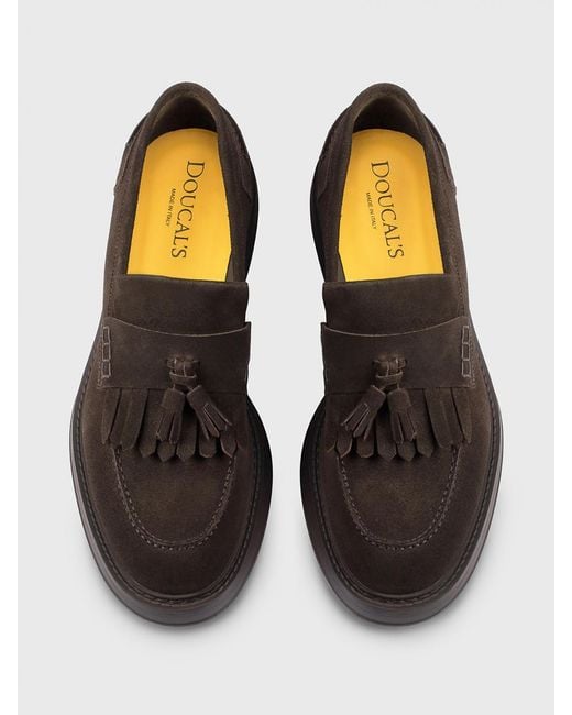 Doucal's White Suede Loafers With Tassels for men