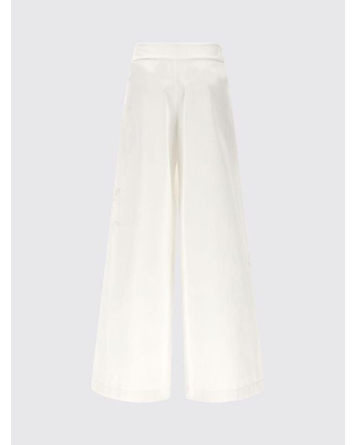 Ermanno Scervino White Cotton Palazzo Trousers With Embroidery