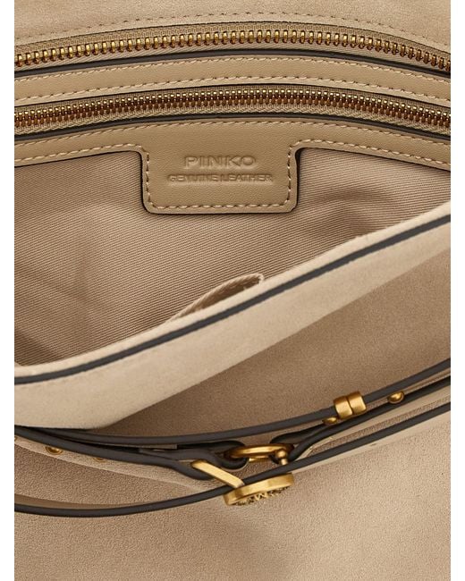 Pinko Natural Suede Bag With Micro Studs