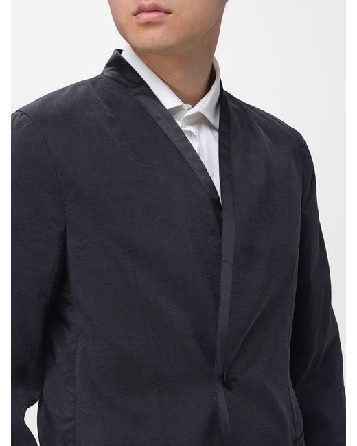 Giorgio Armani Blue Washed Silk Blend Blazer for men