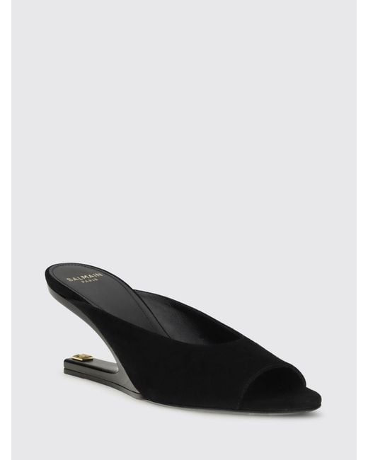 Balmain White Suede Mules
