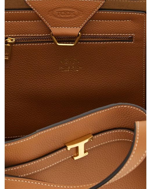 Tod's Brown Small Leather Shopping Handbag