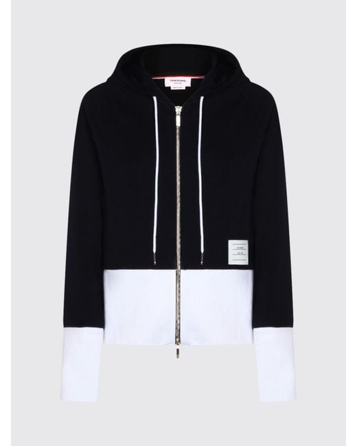 Sudadera Con Capucha Y Cremallera De Algodón Thom Browne de color Blue