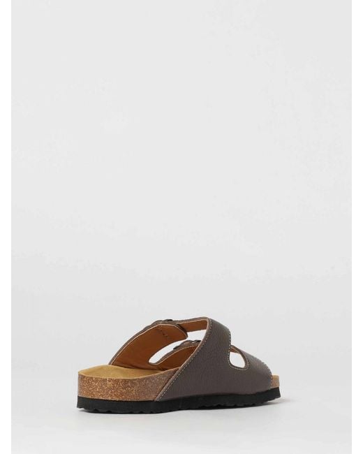 Woolrich Brown Grained Leather Sandals for men