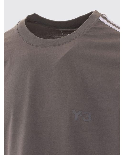 Y-3 Gray Crewneck Cotton T-Shirt With Short Sleeves And Tone-On-Tone Logo for men