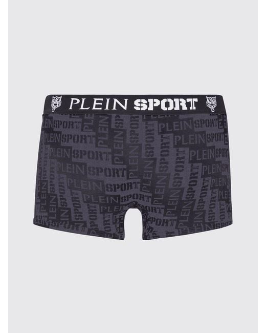 Philipp Plein Blue Stretch Cotton Blend Boxer Shorts With Lettering Print Philipp Plein for men