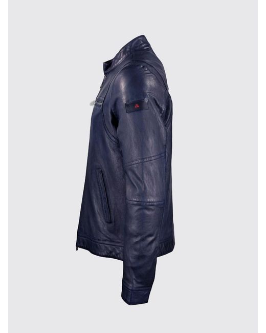 Peuterey Blue Leather Jacket for men