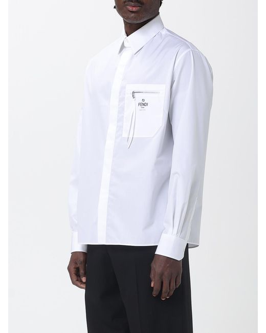 fendi white dress shirt Shirt , White, Size 45- Fendi