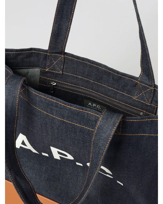 A.P.C. Blue Alex Tote Denim And Leather Shoulder Bag