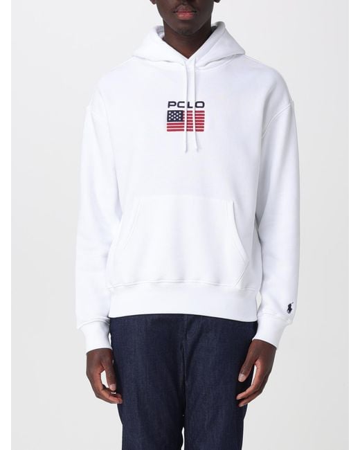 Polo Ralph Lauren White Cotton Blend Hooded Sweatshirt for men