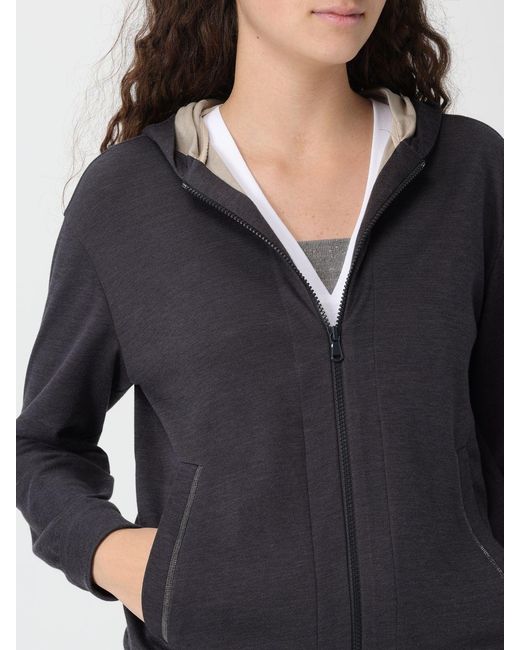 Brunello Cucinelli Black Cotton And Silk Hoodie