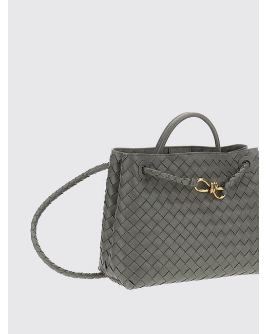 Bottega Veneta Gray Andiamo Medium Woven Leather Bag