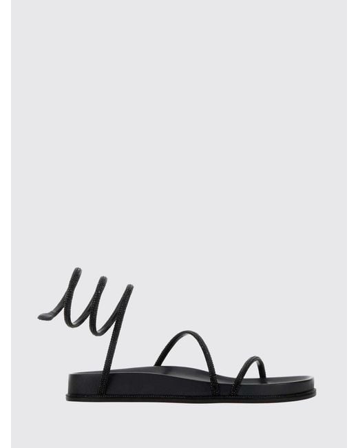 Rene Caovilla White Crystal-Embellished Satin Mules With Snake Strap