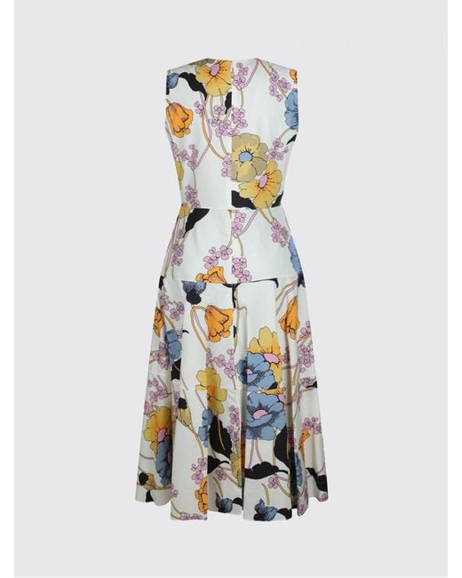 Marni White Floral Print Cotton Midi Dress