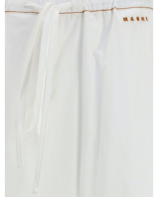 Marni White Wide Cotton Trousers