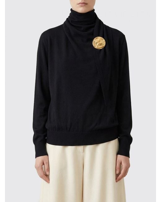 Jersey De Cuello Alto De Lana Virgen Con Placa Metálica Jil Sander de color Blue