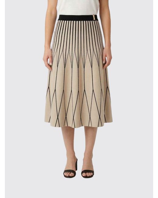 Elisabetta Franchi Natural Two Tone Viscose Knit Skirt