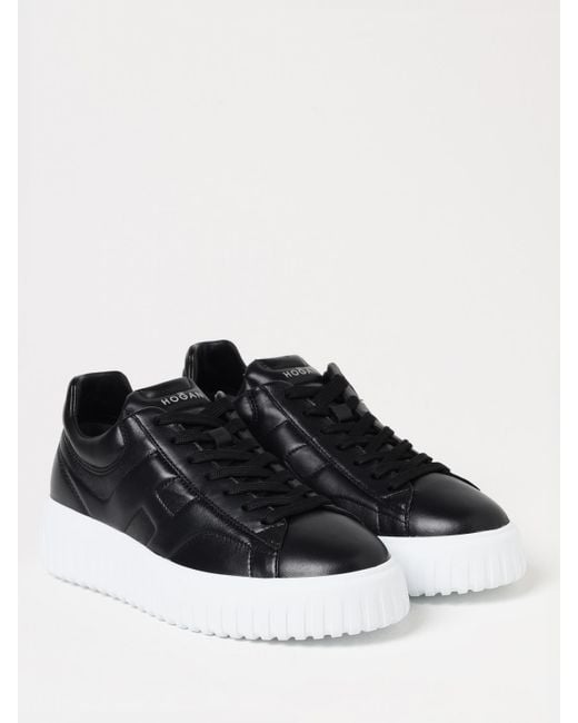 Hogan Black H-Stripe Leather Sneakers for men