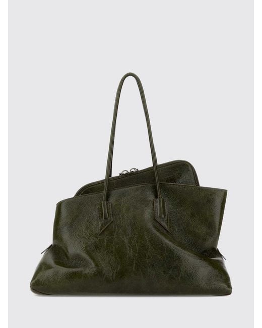 The Attico Green La Passeggiata Aged Leather Bag