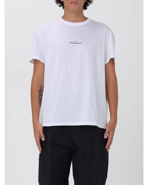 Maison Margiela White Cotton T-Shirt With Mini Logo for men