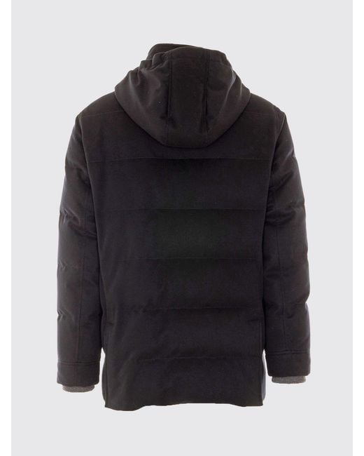 Brunello Cucinelli Blue Padded Wool Parka With Detachable Hood for men