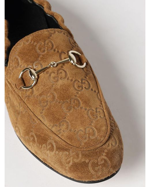 Gucci White Jordaan Suede Loafers With Gg Monogram