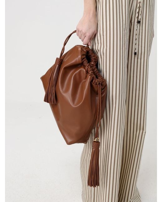 Etro Brown Kalispera Large Leather Shoulder Bag With Tassels