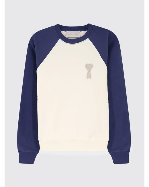 AMI Blue Cotton Crewneck Sweatshirt for men