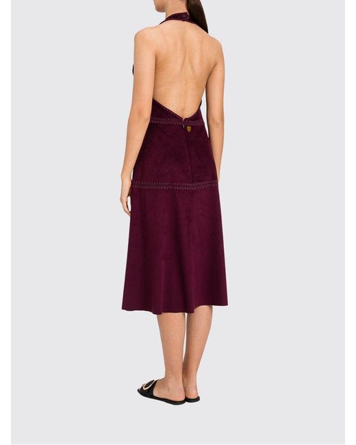 Twinset Purple Faux Suede Midi Dress