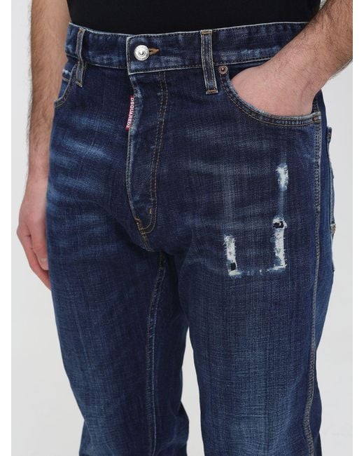DSquared² Blue Smoker Wash Teddy Slim Fit Jeans for men