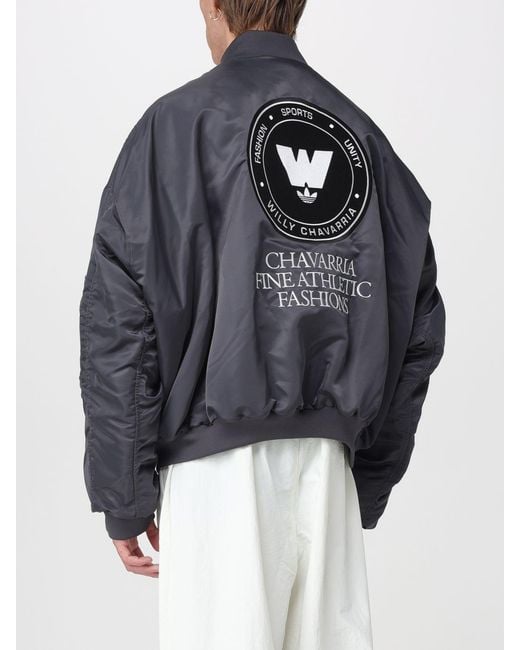 Adidas Originals Blue Willy Chavarria X Padded Recycled Tech Fabric Bomber Jacket for men