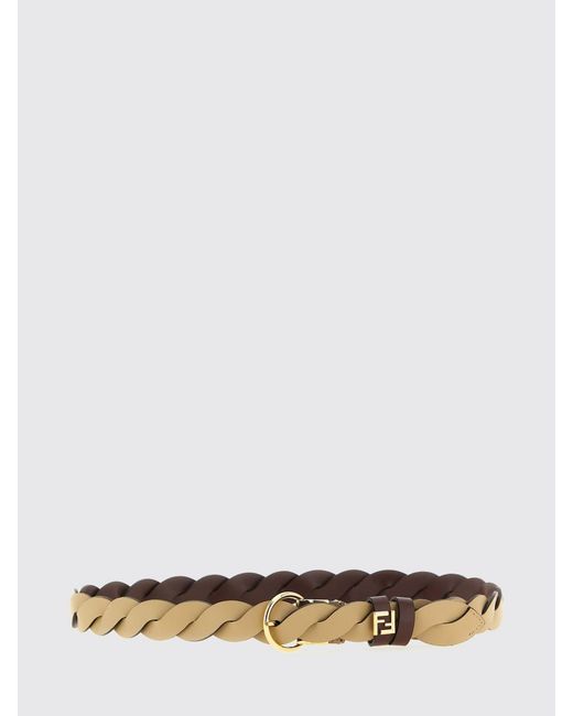 Fendi White Ff Reversible Braided Leather Belt
