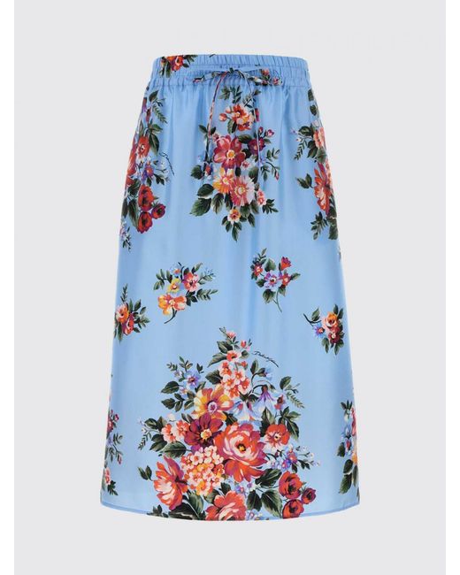 Dolce & Gabbana Blue Dolce &Amp Gabbana Floral Silk Skirt