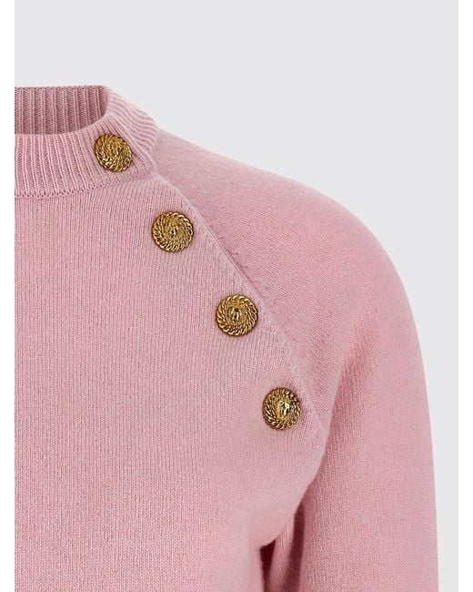 Balmain Pink Cashmere Pullover With Buttons
