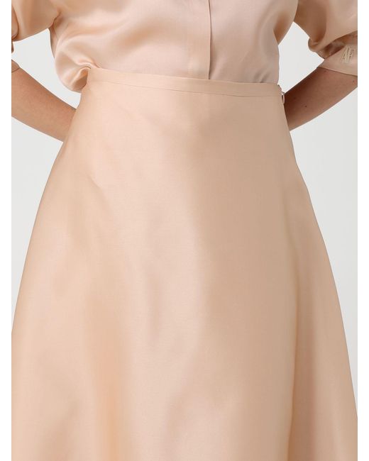 Alberta Ferretti Natural Silk Organza Midi Skirt
