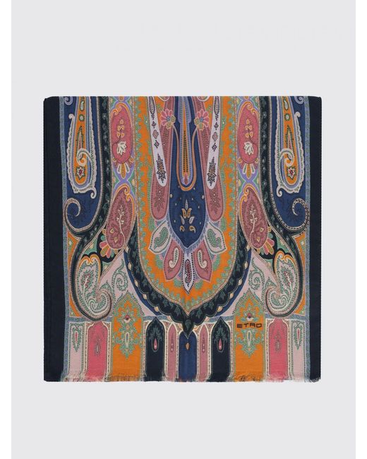 Sciarpa Con Frange E Stampa Paisley di Etro in Blue