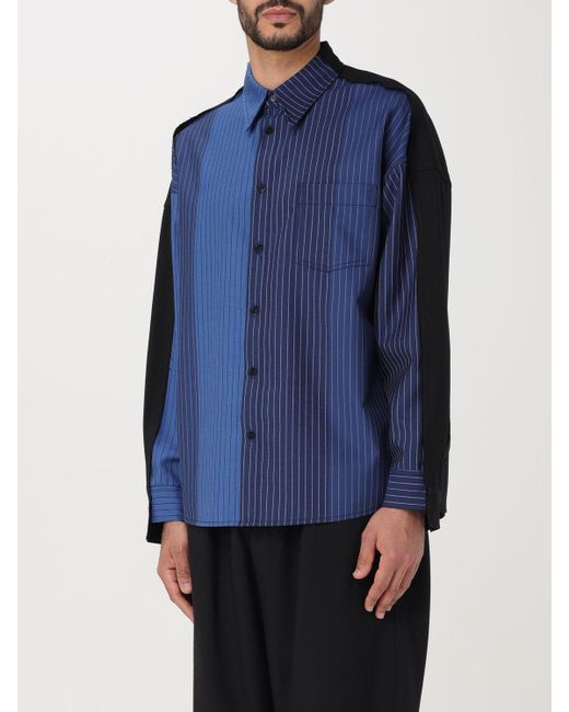 Camicia in lana vergine a righe di Marni in Blue da Uomo