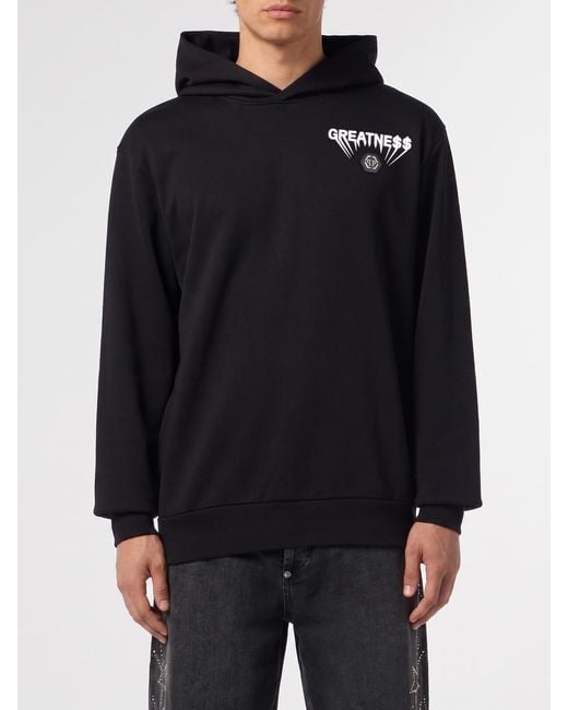 Philipp Plein Black Cotton Hoodie for men
