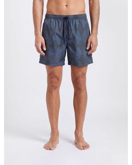 Ballantyne Blue Printed Polyester Swimsuit for men