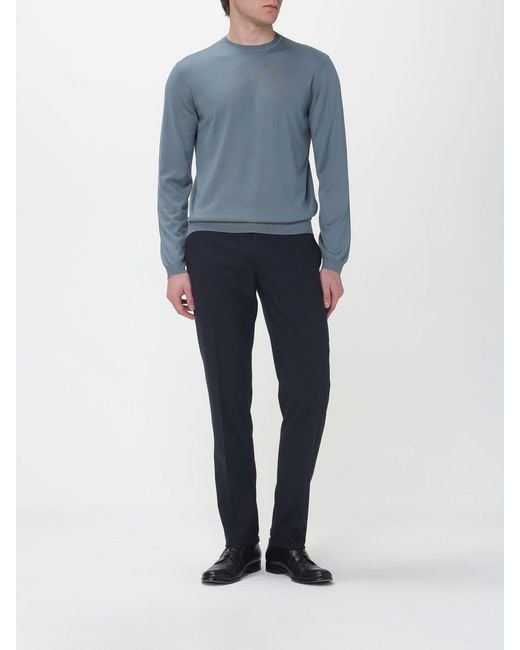Giorgio Armani Blue Cashmere Crew-Neck Pullover for men