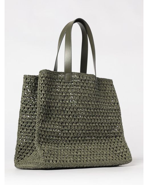 Anine Bing Green Rio Perforated Raffia Bag