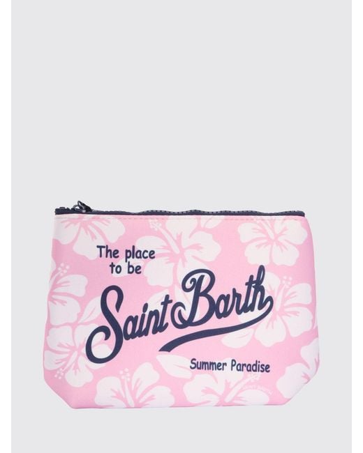 Mc2 Saint Barth Pink Aline Striped Polyester Pouch for men