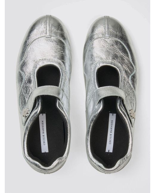 CECILIE BAHNSEN White Laminated Leather Mary Jane Shoes