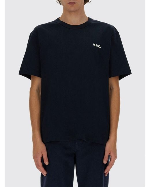 A.P.C. Black Cotton T-Shirt With Logo for men