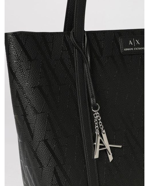 ARMANI EXCHANGE Black Grained Synthetic Leather Bag With Embossed Logo