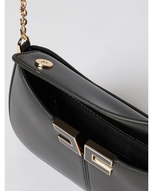 Elisabetta Franchi White Logo Faux Leather Shoulder Bag