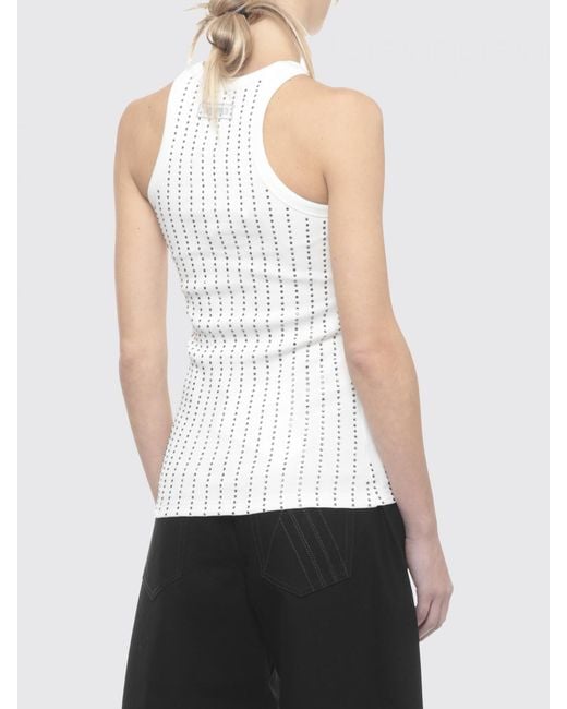 The Attico White Cotton Top With Rhinestones