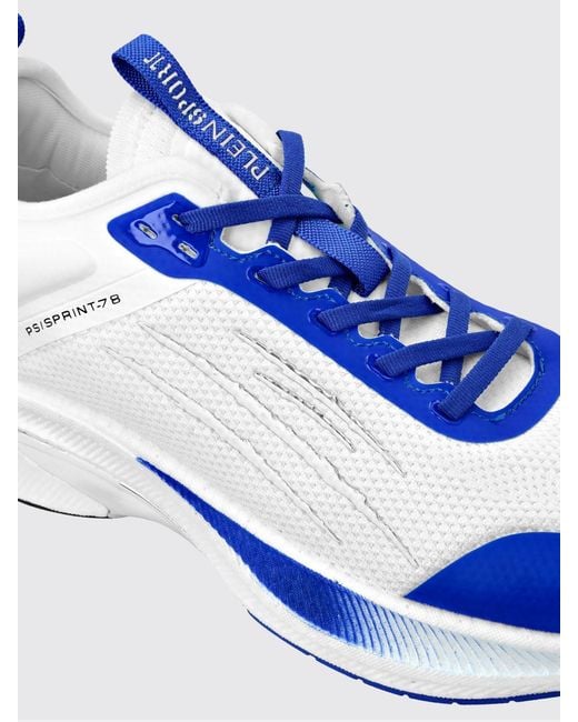 Philipp Plein Blue Ps/Sprint-78 Two-Tone Mesh Trainers With Printed Logo for men