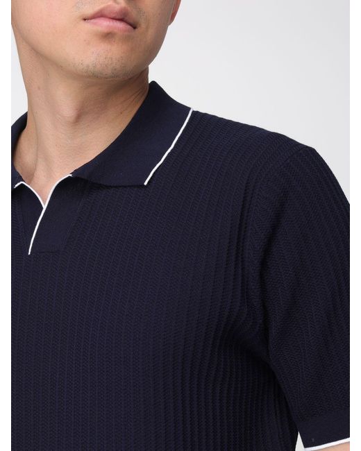 Kangra Blue Cotton Knit Polo Shirt for men